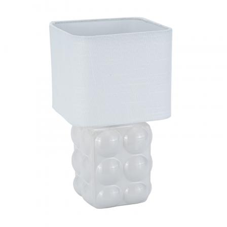 LAMPARA CON BASE BLANCA Y TULIPA CUADRADA