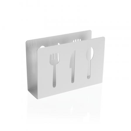 SERVILLETERO CUBIERTOS METALICO BLANCO