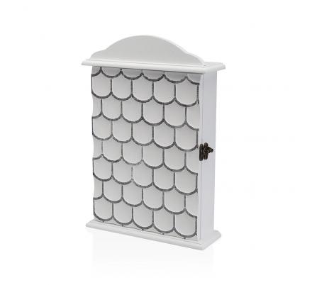 CAJA DE LLAVES BLANCA CON DECORADO DE ESCAMAS