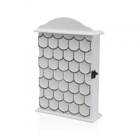 CAJA DE LLAVES BLANCA CON DECORADO DE ESCAMAS