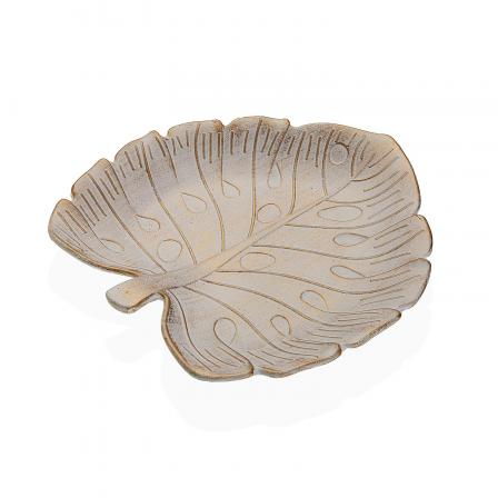 CENTRO DE MESA DORADO GASTADO CON FORMA DE HOJA