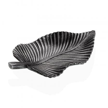 CENTRO PLATEADO CON FORMA DE HOJA DE 35 CM