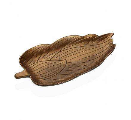 SET DE DOS CENTROS DE MESA DORADO EN FORMA DE HOJA