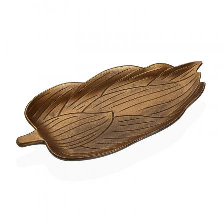 SET DE DOS CENTROS DE MESA DORADO EN FORMA DE HOJA