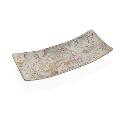 CENTRO DE MESA RECTANGULO MARRON CON FLORES