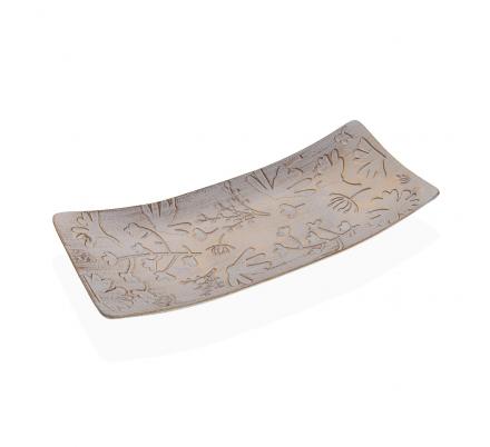 CENTRO DE MESA RECTANGULO DORADO CON FLORES