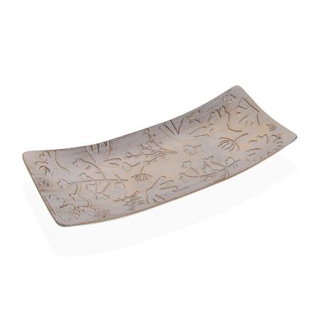 CENTRO DE MESA RECTANGULO DORADO CON FLORES