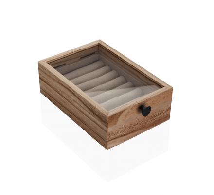 JOYERO MADERA CON TAPA DE CRISTAL