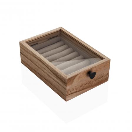 JOYERO MADERA CON TAPA DE CRISTAL