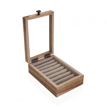 JOYERO MADERA CON TAPA DE CRISTAL
