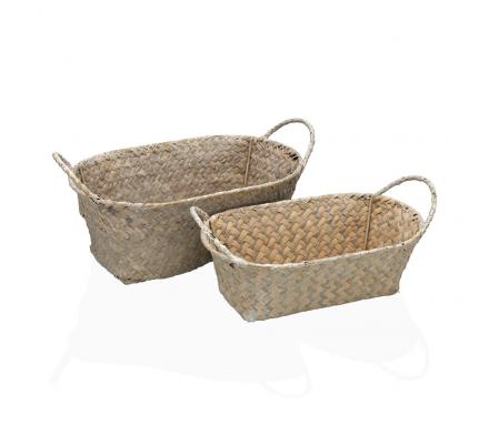 SET DE 2 CESTAS REDONDAS CON ASAS GRISES