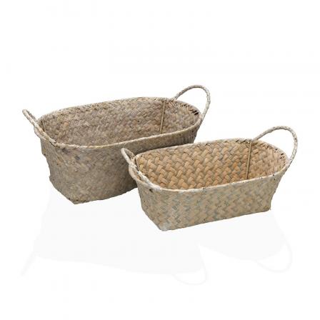 SET DE 2 CESTAS REDONDAS CON ASAS GRISES