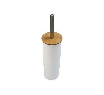 ESCOBILLERO BLANCO CON TAPA DE BAMBU