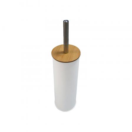 ESCOBILLERO BLANCO CON TAPA DE BAMBU
