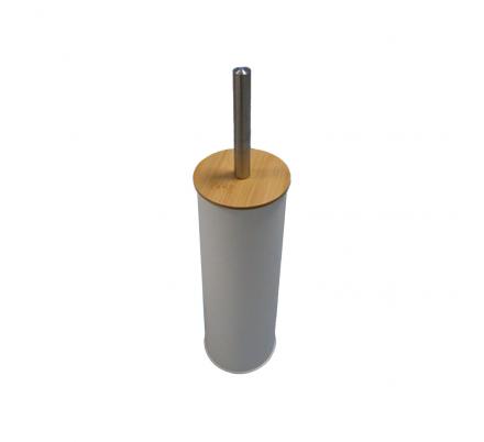 ESCOBILLERO GRIS CON TAPA DE BAMBU