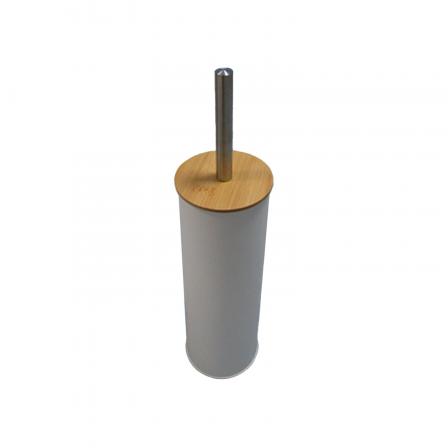 ESCOBILLERO GRIS CON TAPA DE BAMBU