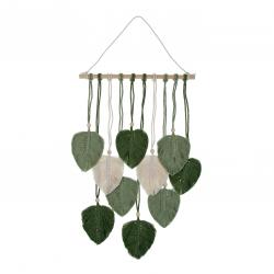 DECORACIÓN PARED MACRAMÉ  HOJAS VERDE