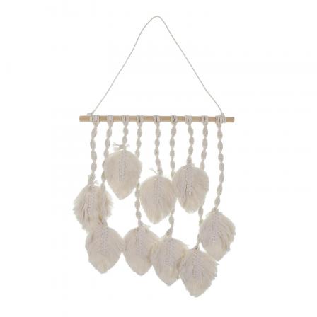 DECORACIÓN PARED MACRAMÉ  HOJAS BLANCO