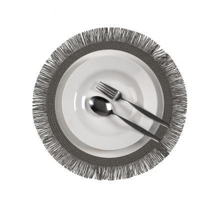 SALVAMANTEL CON  FLECOS GRIS