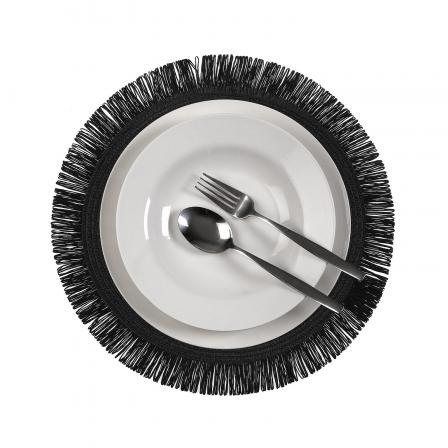 SALVAMANTEL CON  FLECOS NEGRO
