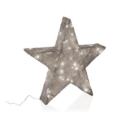 ESTRELLA PLATEADA EN 3D LUMINOSA 30CM
