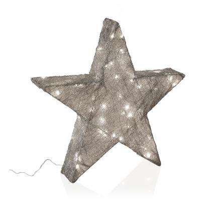 ESTRELLA PLATEADA EN 3D LUMINOSA 50CM