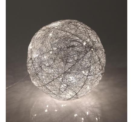 BOLA PLATEADA EN 3D LUMINOSA 20CM