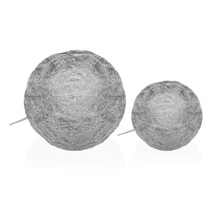 BOLA PLATEADA EN 3D LUMINOSA 20CM