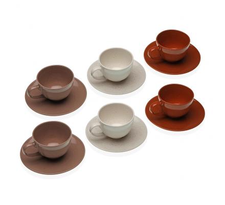 SET 6 TAZAS CAFE CON PLATO ROMANE