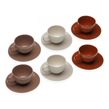 SET 6 TAZAS CAFE CON PLATO ROMANE