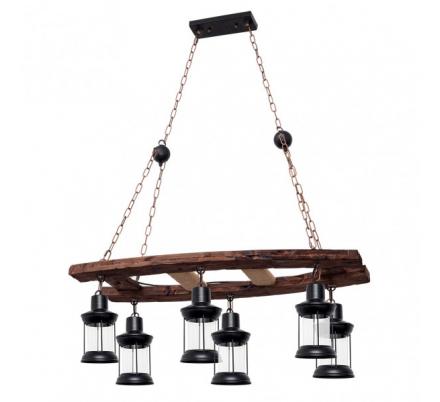 Colgante Rustico Finca 6xe27 Negro Regx78x40 Cm