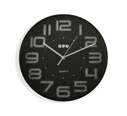 RELOJ DE PARED NEGRO 30CM DIA.