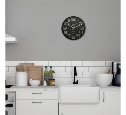 RELOJ DE PARED NEGRO 30CM DIA.