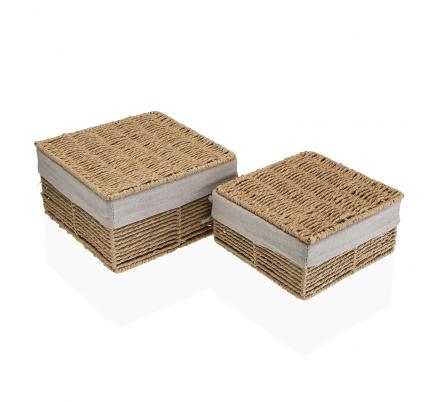 SET DE 2 CESTAS MARRÓN ZENIT CON TAPA