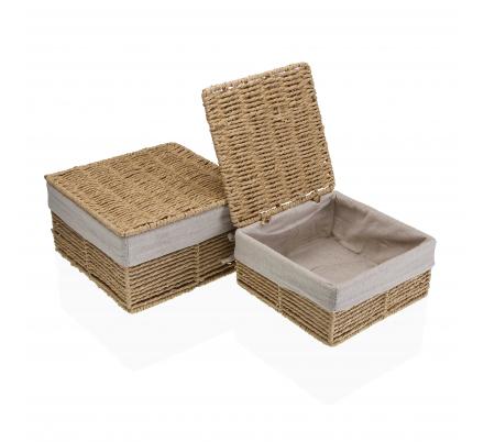 SET DE 2 CESTAS MARRÓN ZENIT CON TAPA