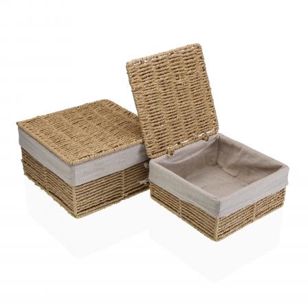 SET DE 2 CESTAS MARRÓN ZENIT CON TAPA