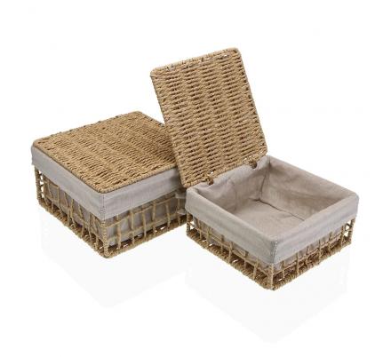 SET DE 2 CESTAS MARRÓN NADIR CON TAPA