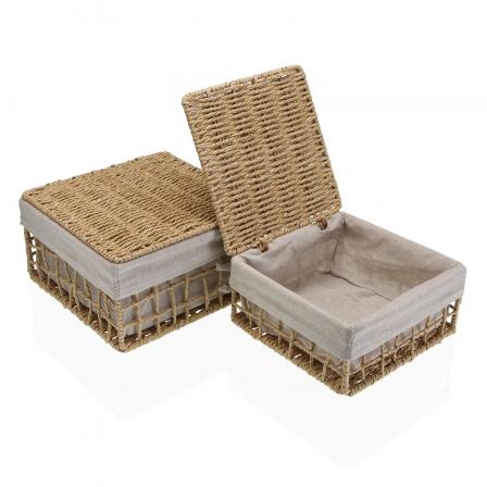 SET DE 2 CESTAS MARRÓN NADIR CON TAPA