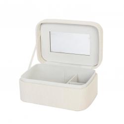 JOYERO PEQUEÑO DE PANA BEIGE CON ESPEJO