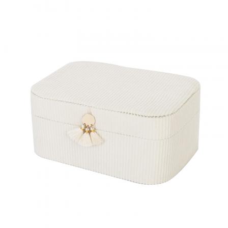 JOYERO PEQUEÑO DE PANA BEIGE CON ESPEJO