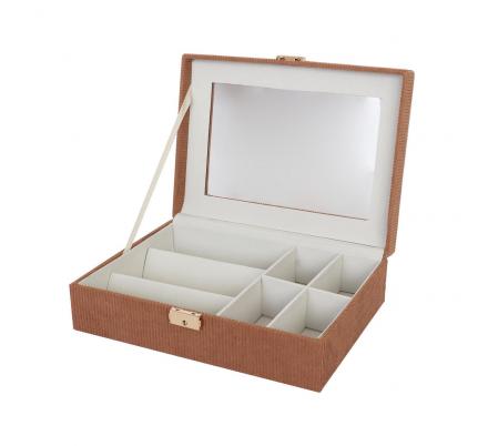 CAJA DE MADERA PARA 4 RELOJES CON INTERIOR ROJO