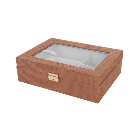 CAJA DE MADERA PARA 4 RELOJES CON INTERIOR ROJO