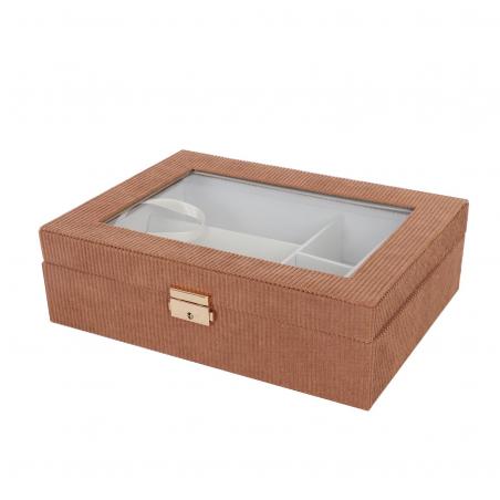 CAJA DE MADERA PARA 4 RELOJES CON INTERIOR ROJO