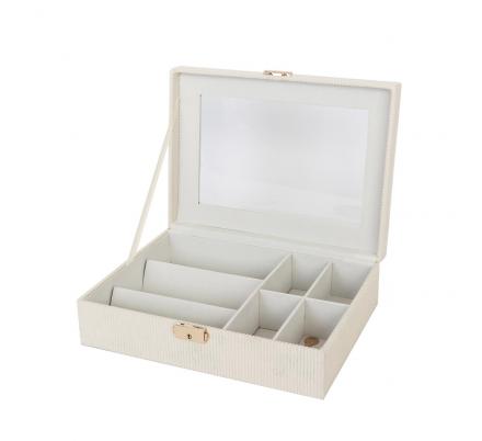 CAJA DE MADERA CON INTERIOR BEIGE PARA RELOJES