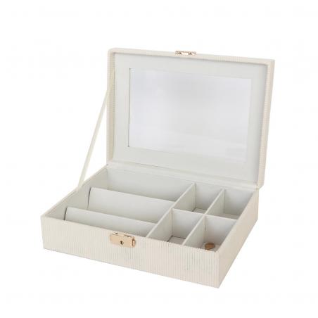 CAJA DE MADERA CON INTERIOR BEIGE PARA RELOJES