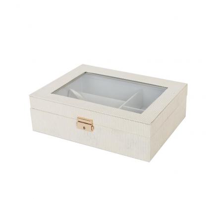 CAJA DE MADERA CON INTERIOR BEIGE PARA RELOJES