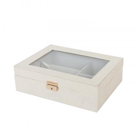 CAJA DE MADERA CON INTERIOR BEIGE PARA RELOJES