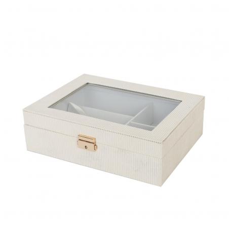 CAJA DE MADERA CON INTERIOR BEIGE PARA RELOJES