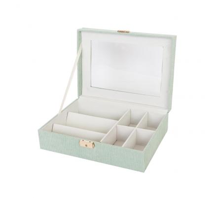 CAJA DE MADERA CON INTERIOR VERDE PARA RELOJES