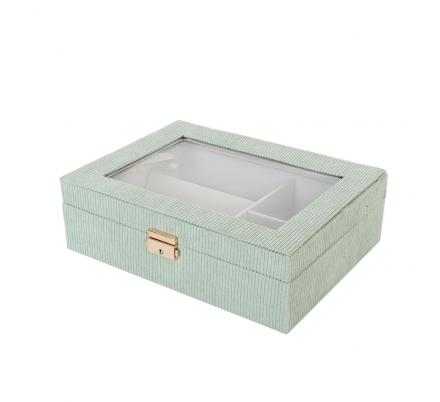 CAJA DE MADERA CON INTERIOR VERDE PARA RELOJES